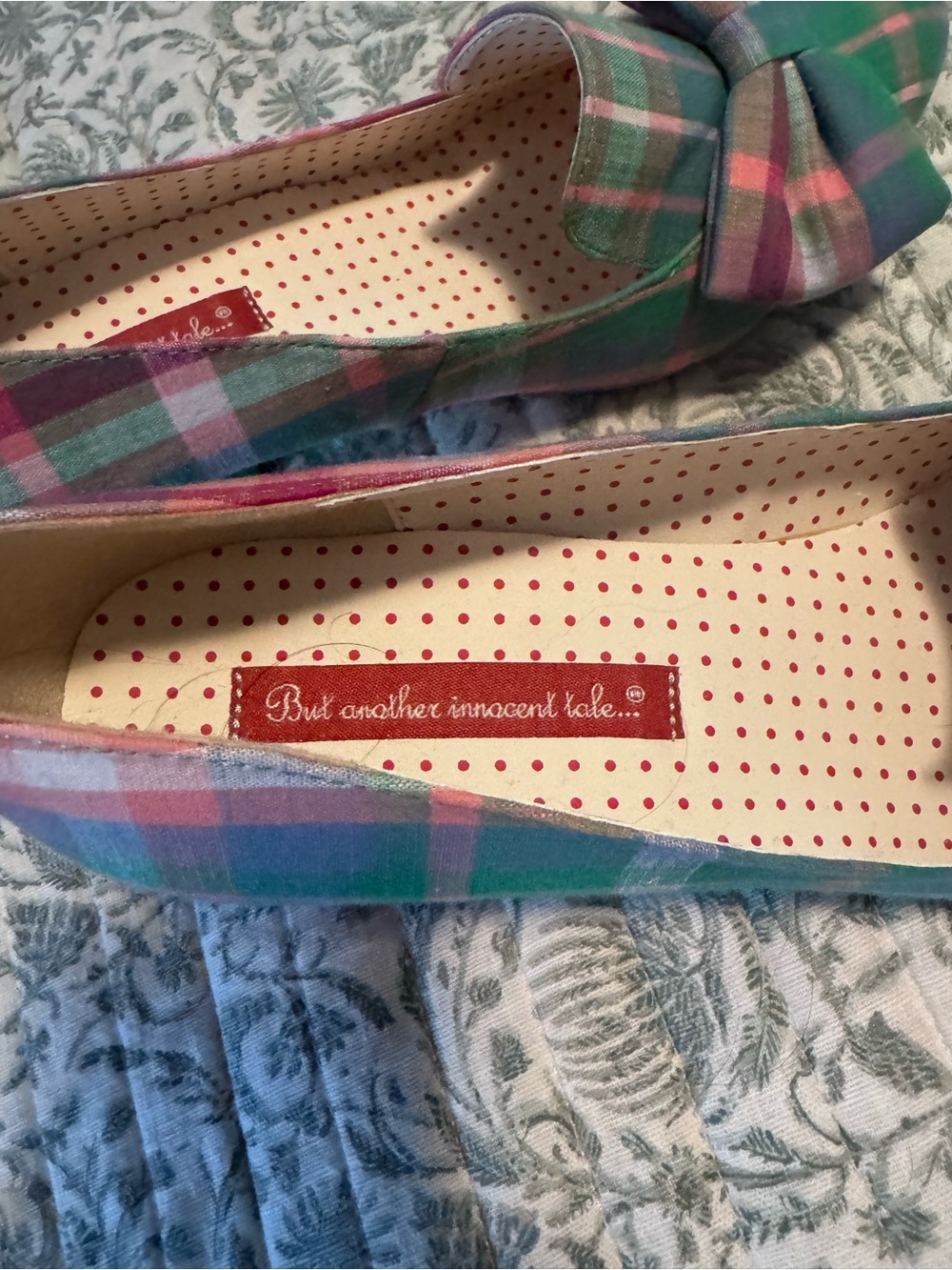 Plaid Pastel Block Heel Pumps - Pink Green Blue - Picture 4 of 4
